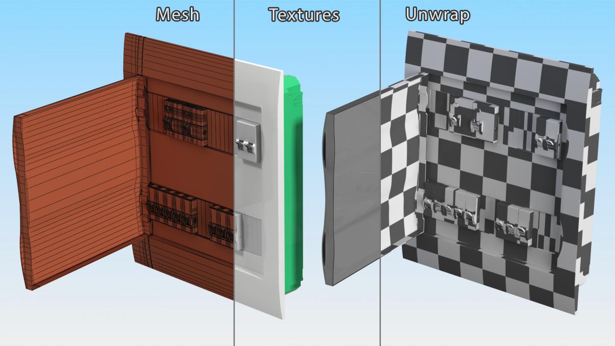 Electrical Enclosure with Circuit Breakers 3D