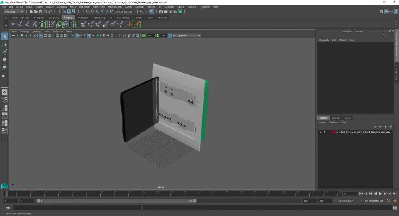 Electrical Enclosure with Circuit Breakers 3D