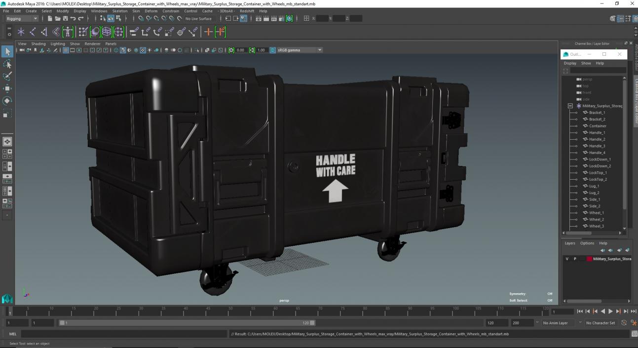 3D Military Surplus Storage Container with Wheels