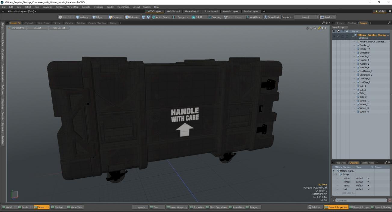 3D Military Surplus Storage Container with Wheels