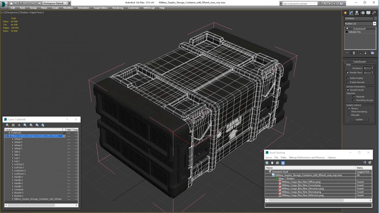 3D Military Surplus Storage Container with Wheels