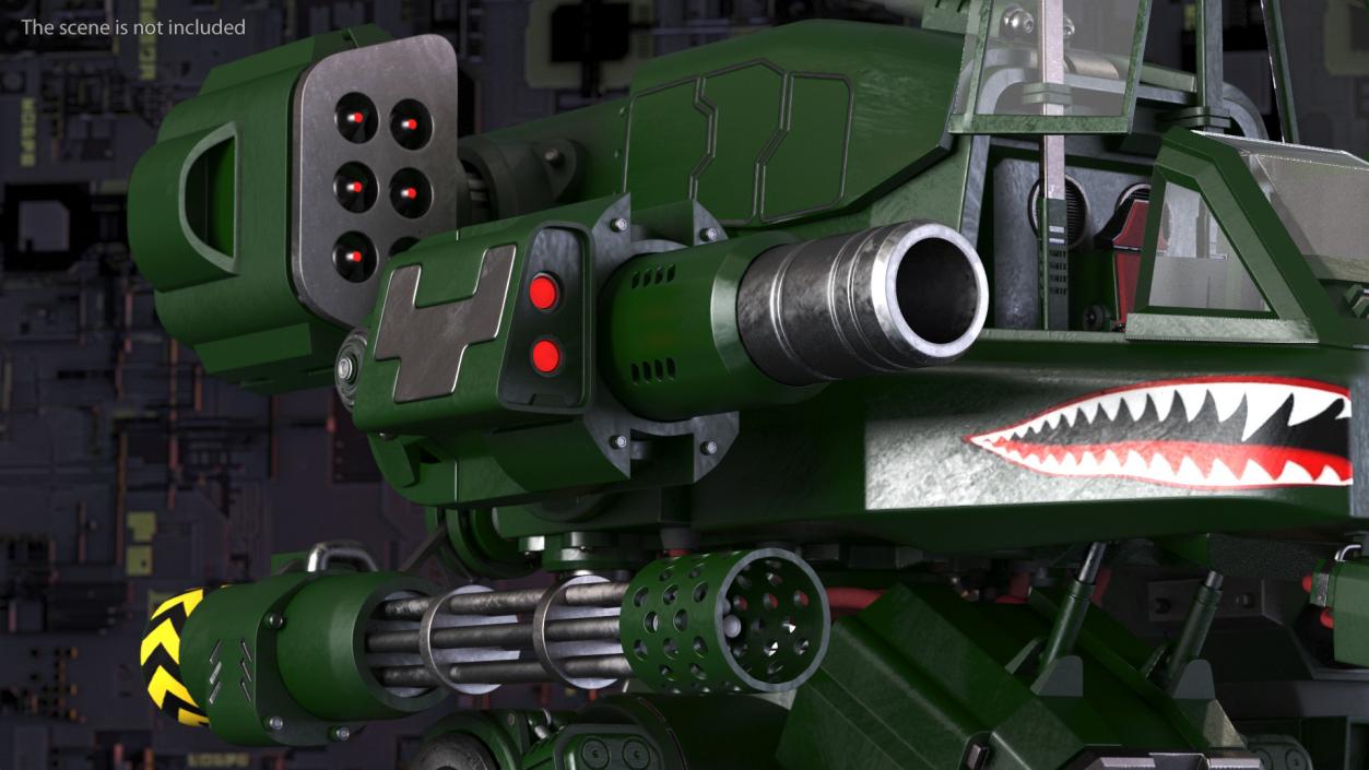 Futuristic Military Robot Empty Dark Green 3D