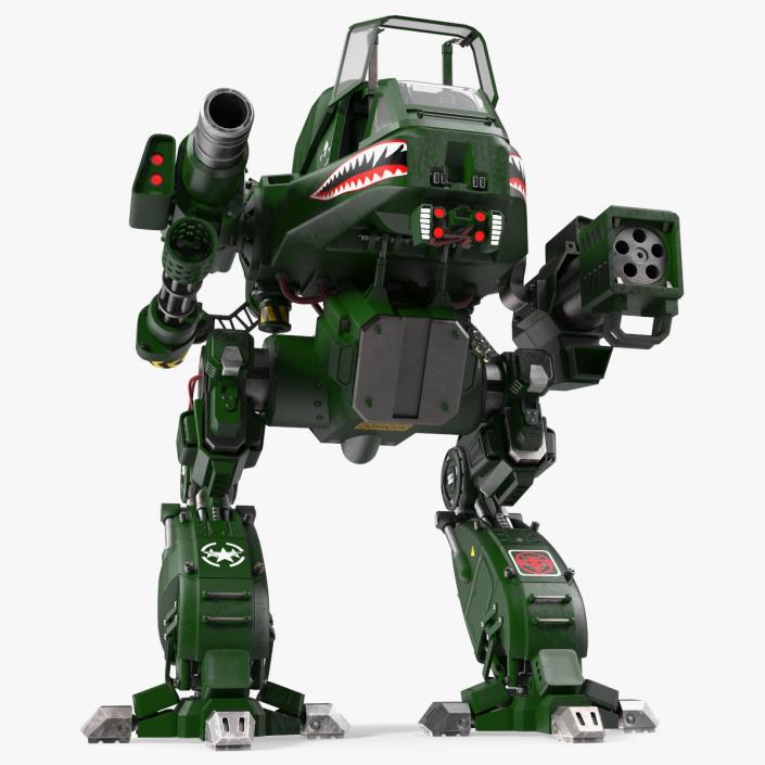 Futuristic Military Robot Empty Dark Green 3D