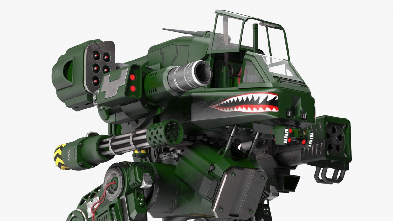 Futuristic Military Robot Empty Dark Green 3D