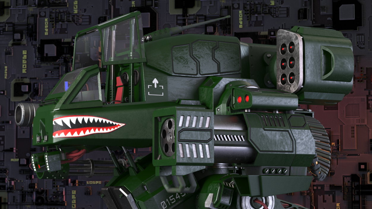 Futuristic Military Robot Empty Dark Green 3D