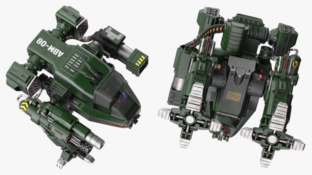 Futuristic Military Robot Empty Dark Green 3D