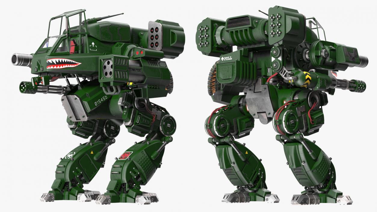 Futuristic Military Robot Empty Dark Green 3D