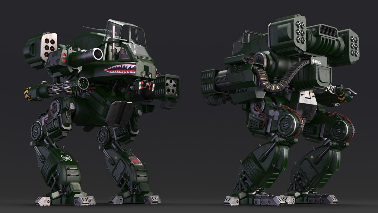 Futuristic Military Robot Empty Dark Green 3D