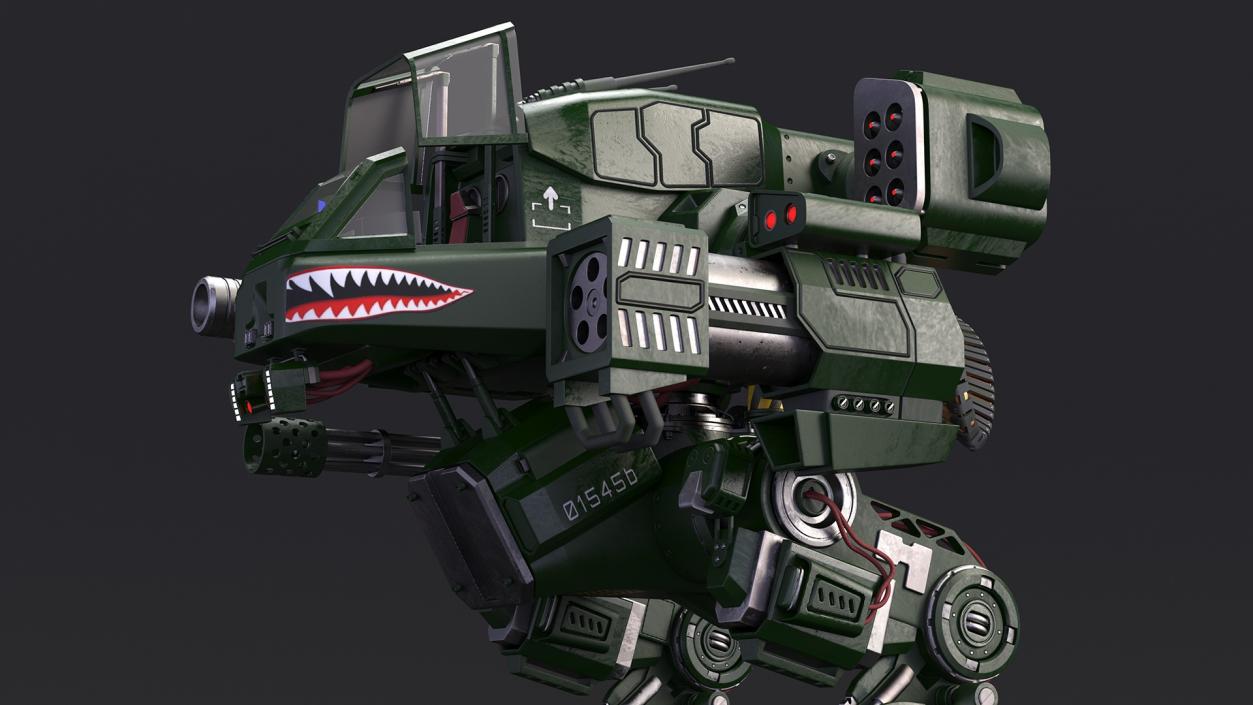 Futuristic Military Robot Empty Dark Green 3D