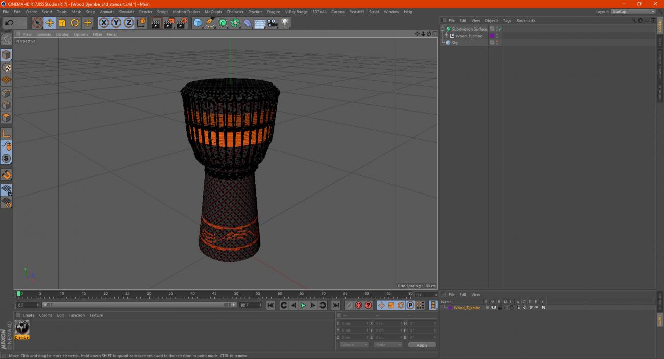 3D Wood Djembe