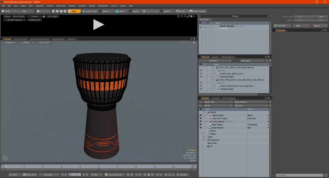 3D Wood Djembe