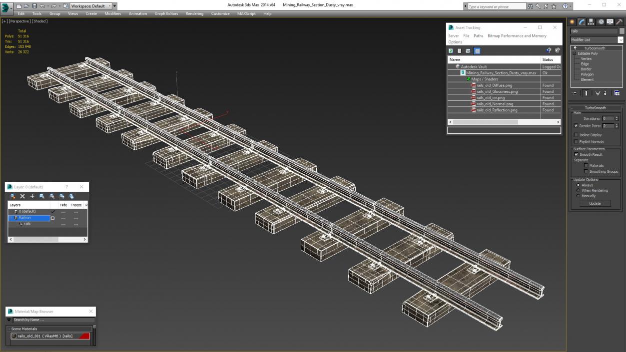 3D Mining Railway Section Dusty model