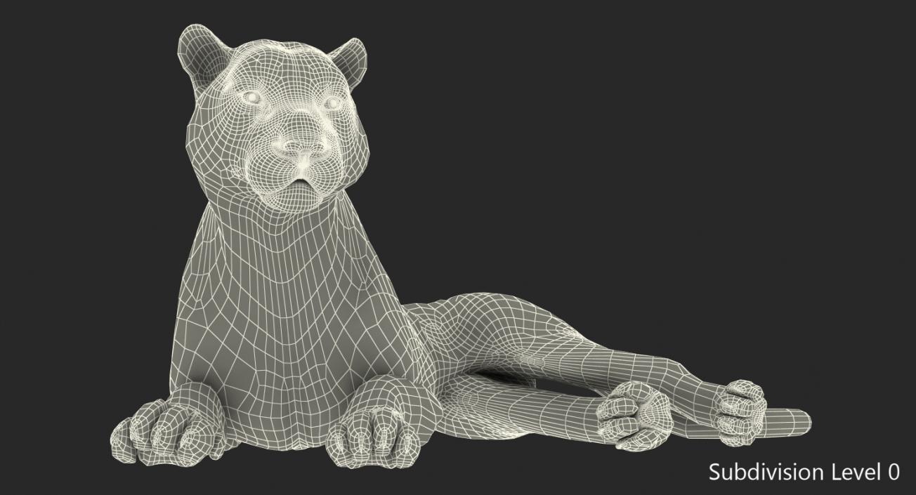 3D model Lying Tiger with Fur