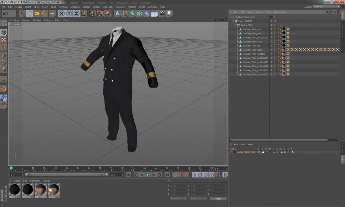 3D Airline Pilot Suit model