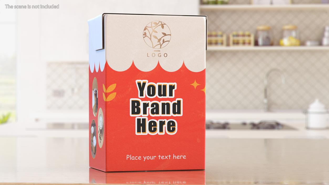 3D model Rectangular Aseptic Carton Package Mockup Red