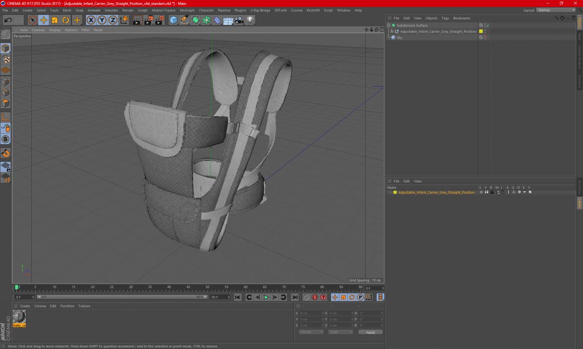 3D Adjustable Infant Carrier Grey Straight Position model