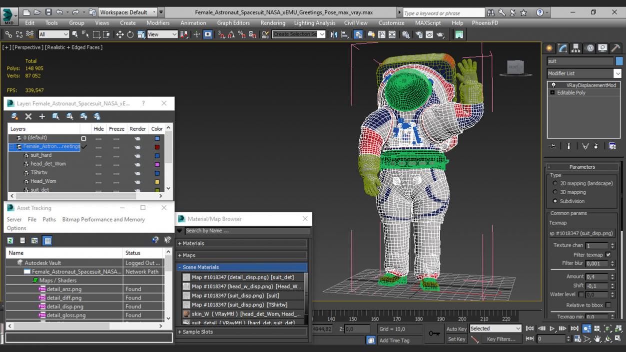 3D Female Astronaut Spacesuit NASA xEMU Greetings Pose