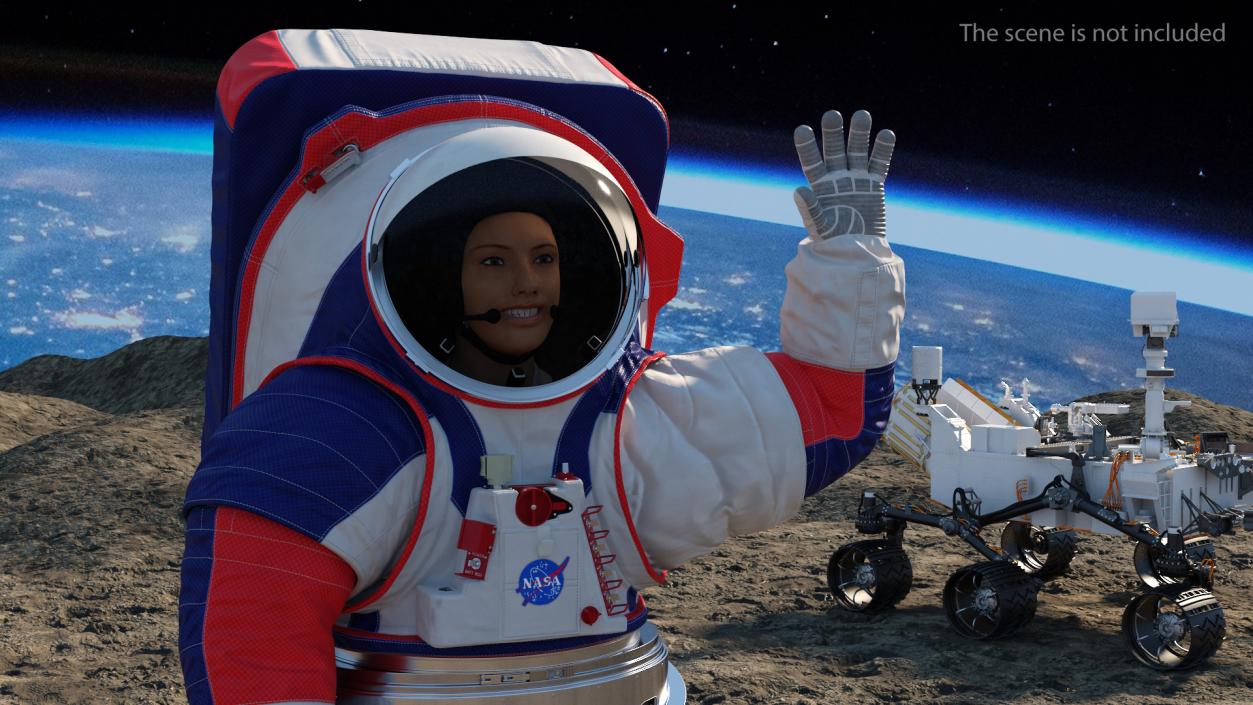 3D Female Astronaut Spacesuit NASA xEMU Greetings Pose