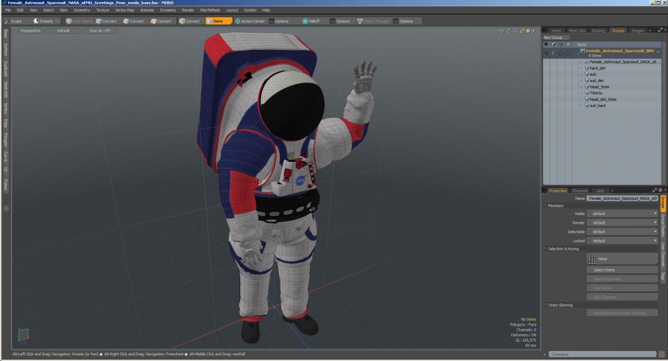 3D Female Astronaut Spacesuit NASA xEMU Greetings Pose