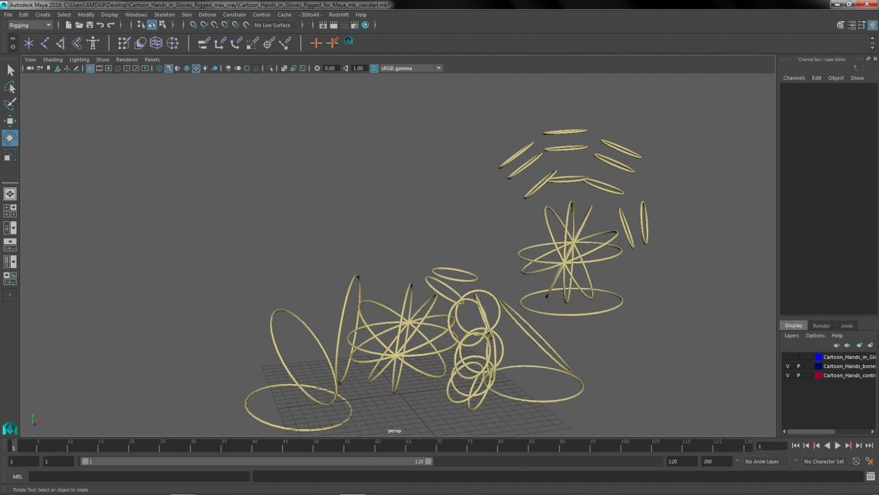 Cartoon Hands in Gloves Rigged for Maya 3D model