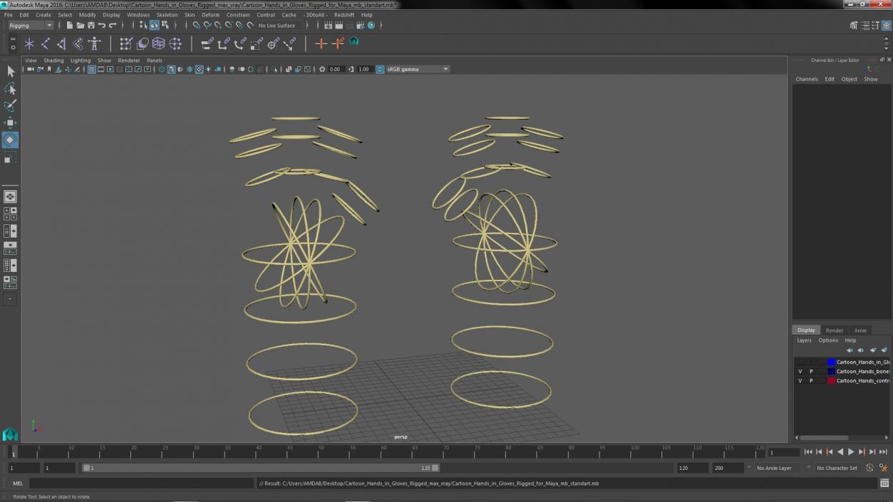 Cartoon Hands in Gloves Rigged for Maya 3D model