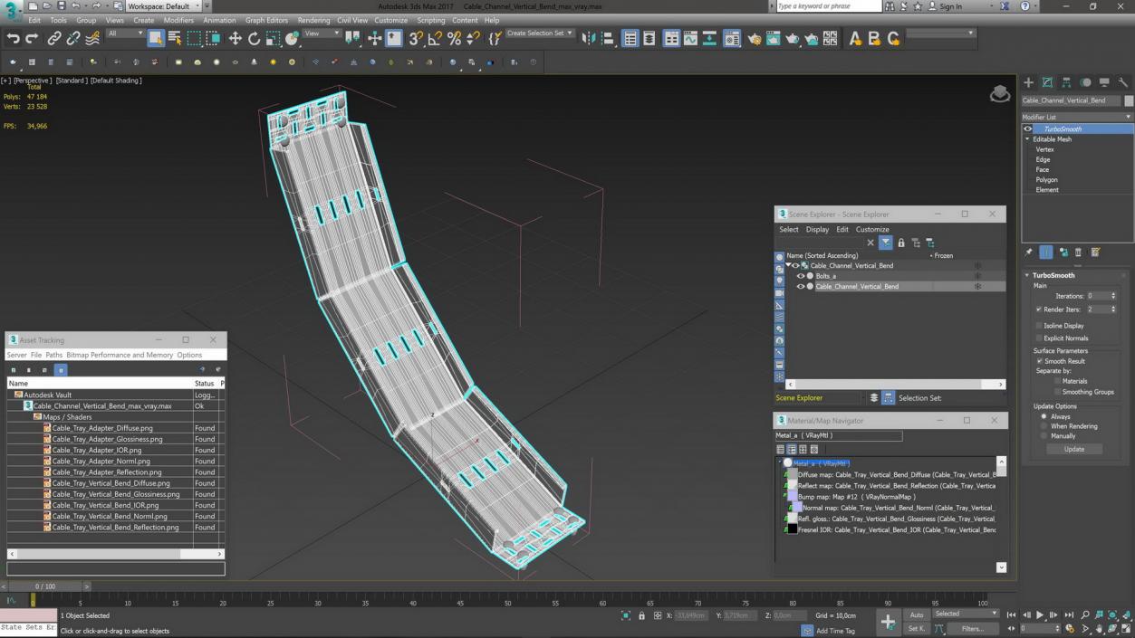 Cable Channel Vertical Bend 3D