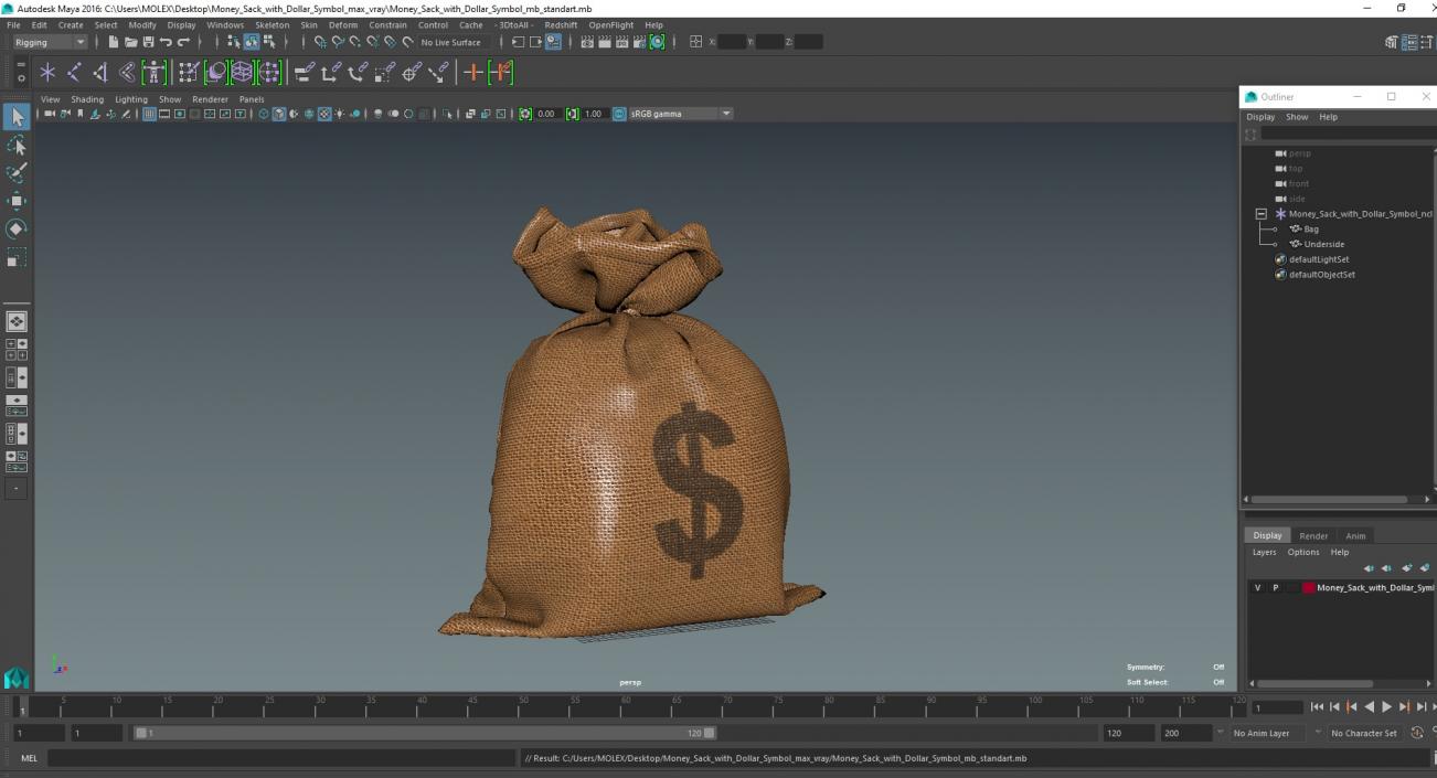 Money Sack with Dollar Symbol 3D model