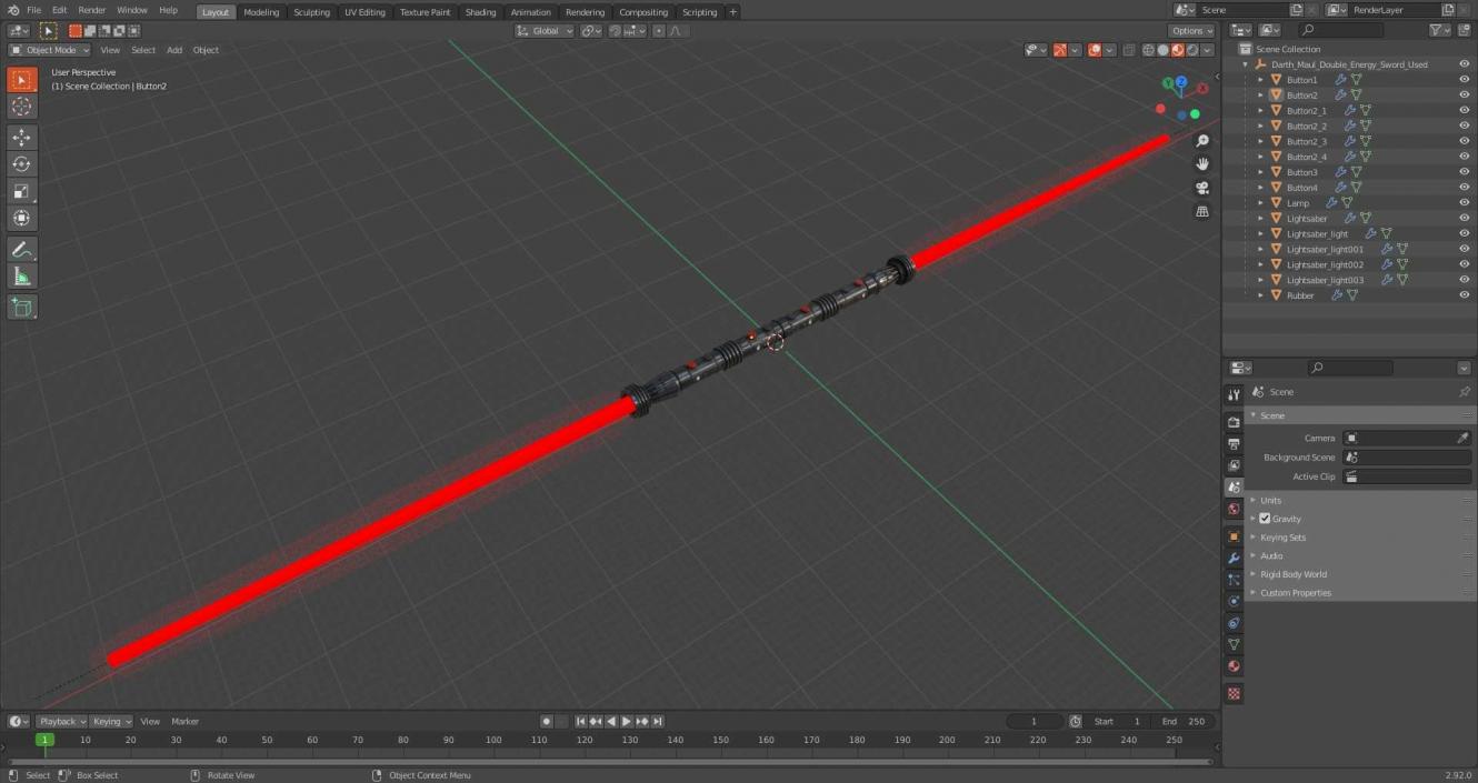 3D model Darth Maul Double Energy Sword Used