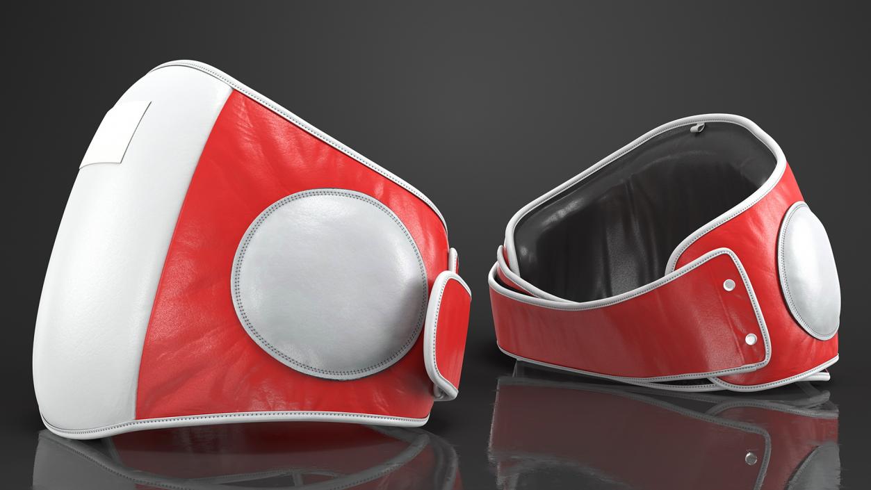 3D model Muay Thai Leather Belly Pad Maneken White Red