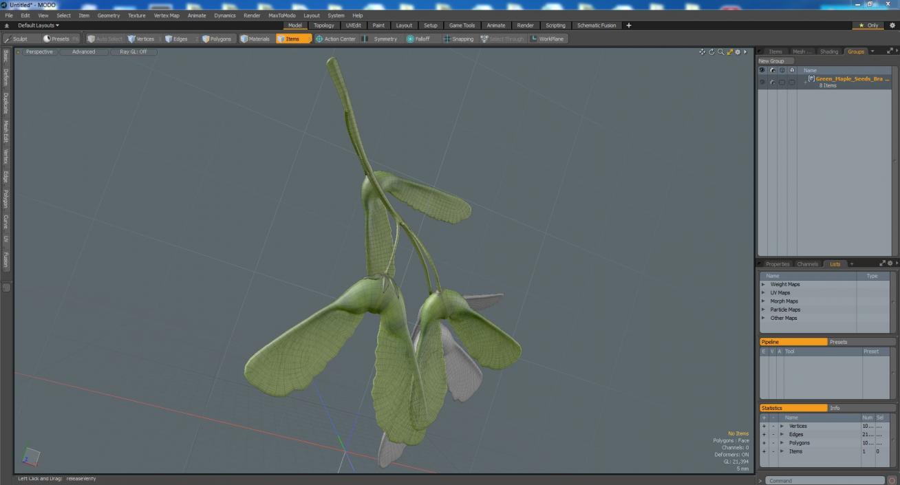 Green Maple Seeds Branch 3D model