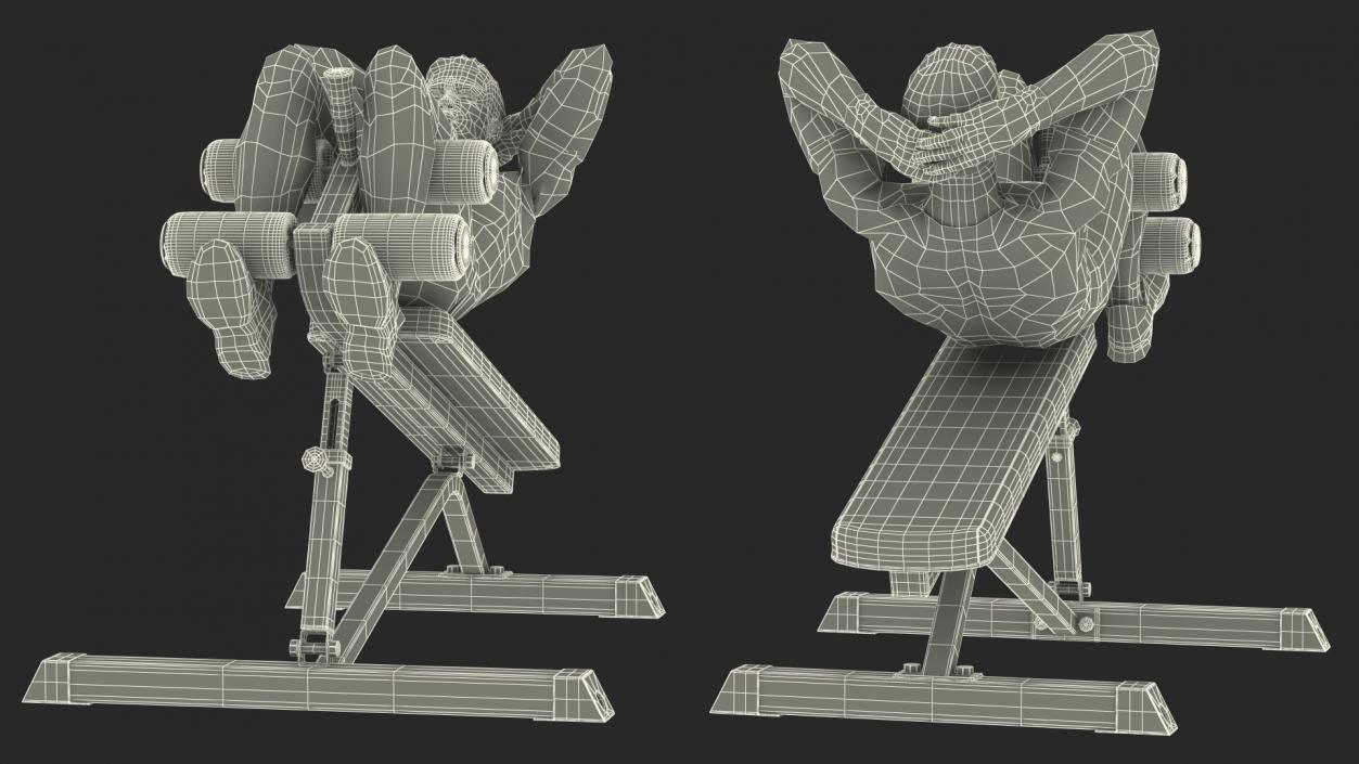 3D Fitness Trainer Crunch Bench model