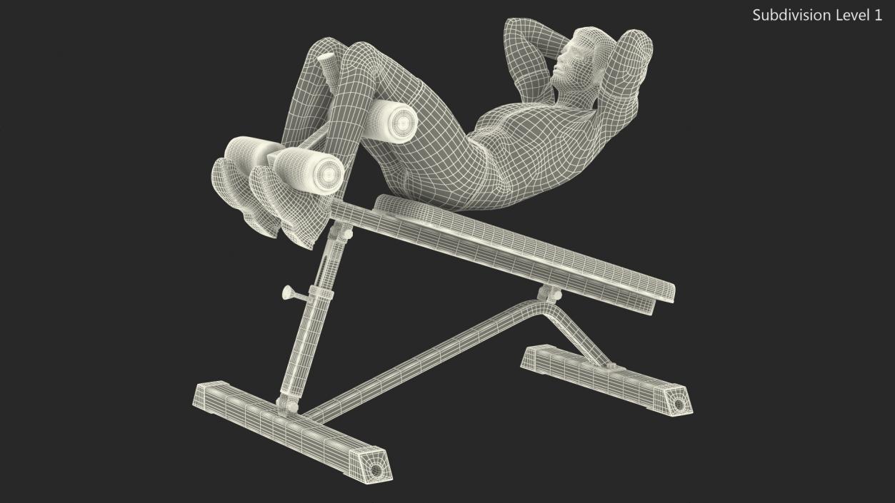 3D Fitness Trainer Crunch Bench model