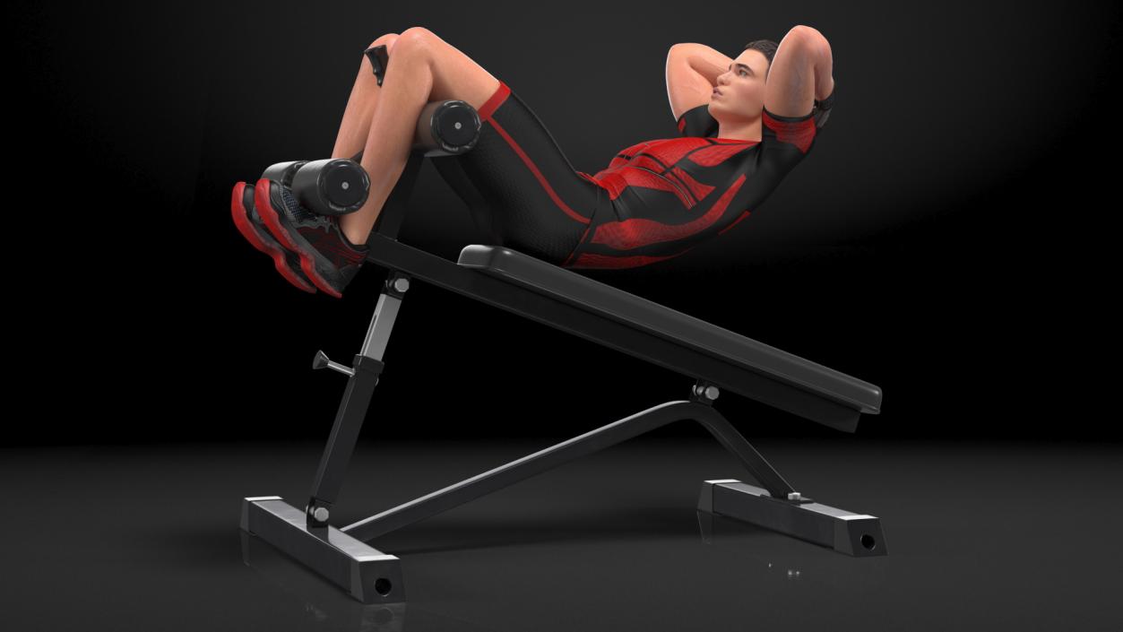 3D Fitness Trainer Crunch Bench model