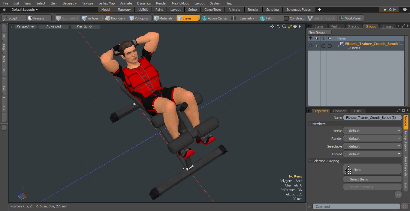 3D Fitness Trainer Crunch Bench model