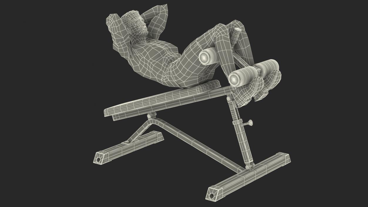 3D Fitness Trainer Crunch Bench model