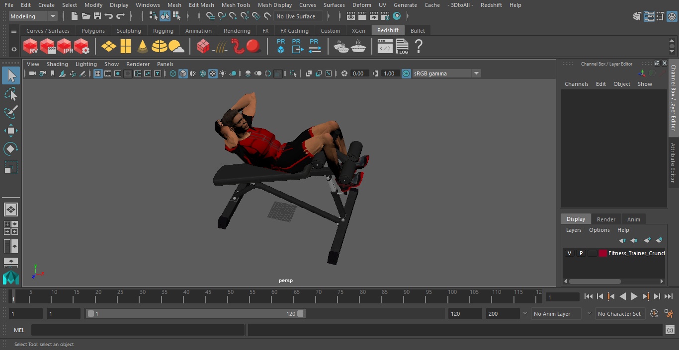 3D Fitness Trainer Crunch Bench model