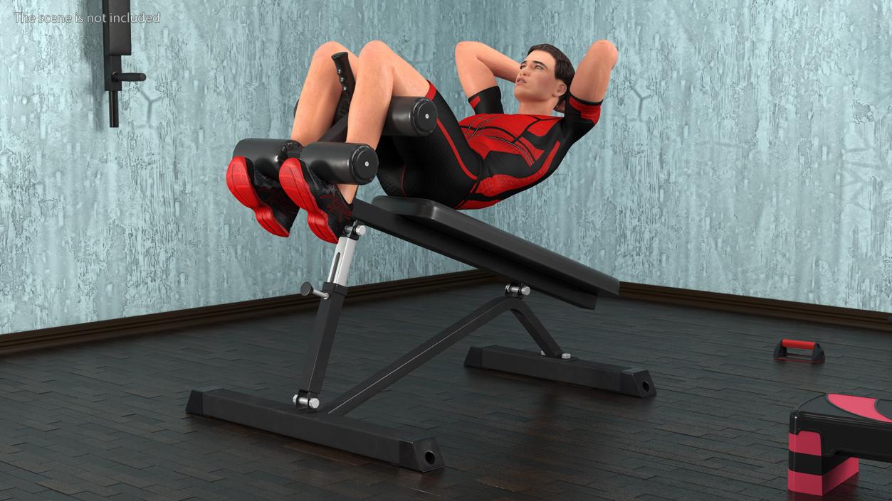 3D Fitness Trainer Crunch Bench model