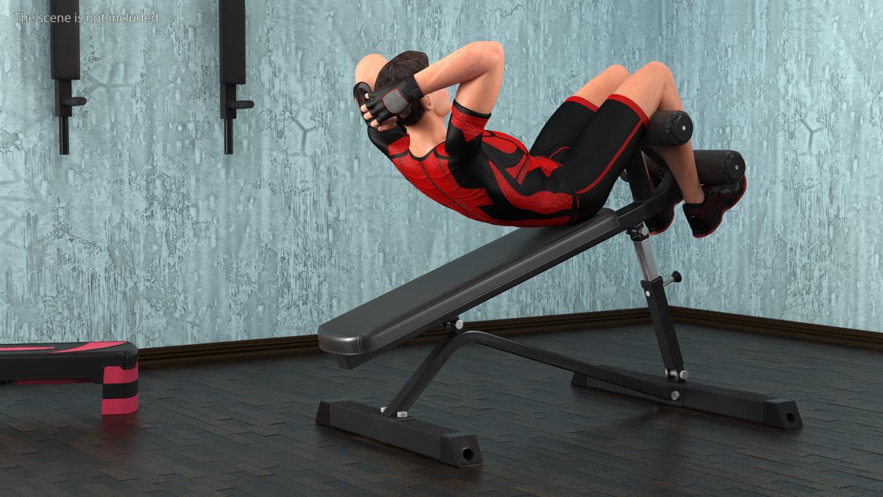 3D Fitness Trainer Crunch Bench model