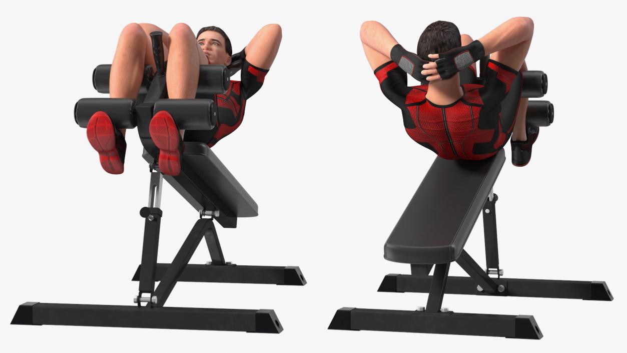 3D Fitness Trainer Crunch Bench model