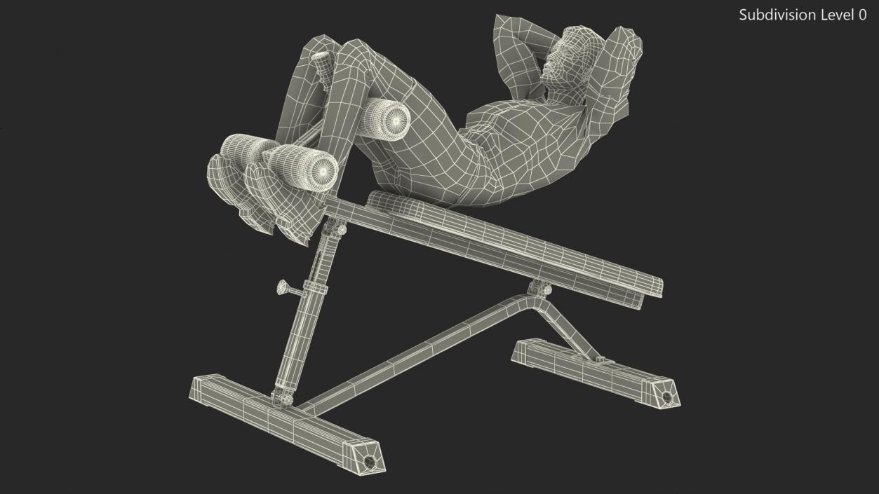 3D Fitness Trainer Crunch Bench model