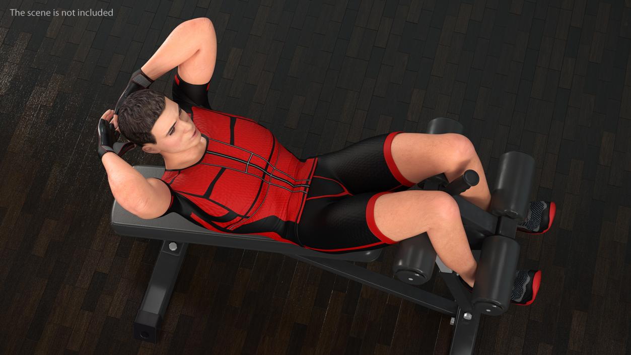 3D Fitness Trainer Crunch Bench model