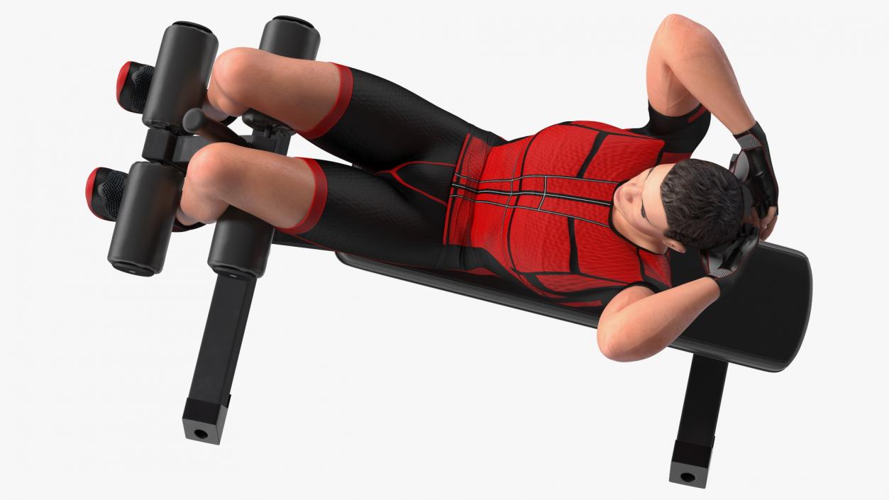 3D Fitness Trainer Crunch Bench model