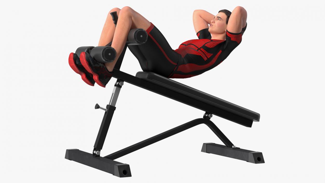 3D Fitness Trainer Crunch Bench model