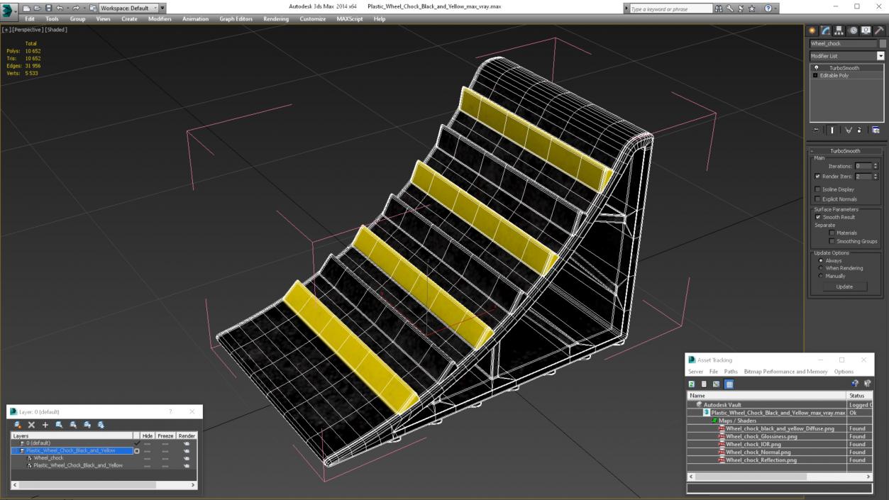 3D Plastic Wheel Chock Black and Yellow