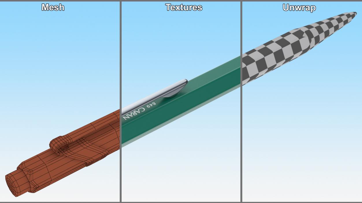 Ball Pen Rolex Caran dAche Silver Green 3D model