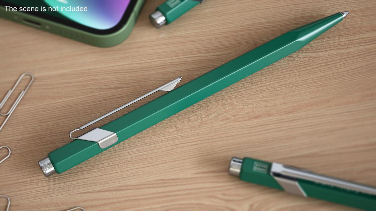 Ball Pen Rolex Caran dAche Silver Green 3D model