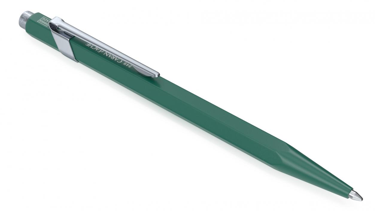 Ball Pen Rolex Caran dAche Silver Green 3D model