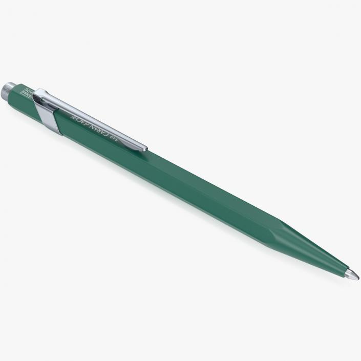 Ball Pen Rolex Caran dAche Silver Green 3D model