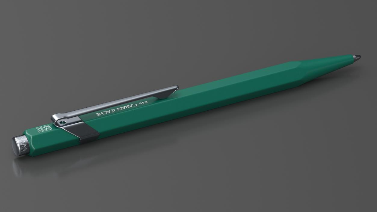 Ball Pen Rolex Caran dAche Silver Green 3D model