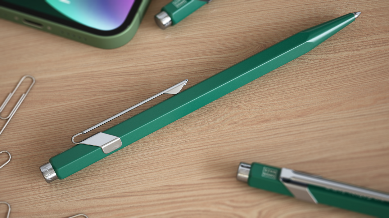 Ball Pen Rolex Caran dAche Silver Green 3D model